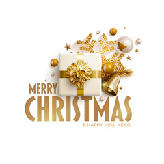 Merry Christmas and New Year greeting card design.