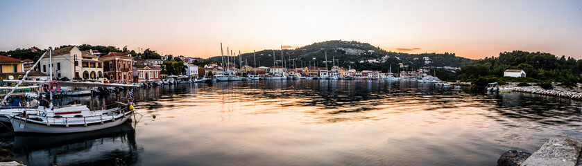 Fototapeta na wymiar Paxoi port Gaios at sunset on a summer day, Ionian islands, Greece