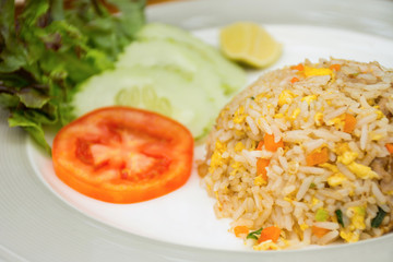 Fried rice mix with egg and vegetable.