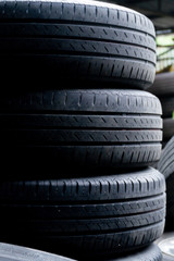 old second hand tyre or tire showing its mark and texture