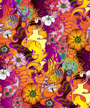 Fantastic flowers. Seamless pattern. Vector illustration. Suitable for fabric, wrapping paper and the like © Helen Trupak
