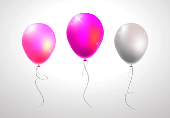 Set of Realistic Isolated Colorful Balloons on White Background © treter