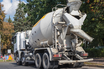 Concrete mixer truck at the facility