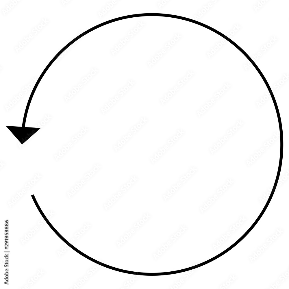 Aufkleber Circular, circle arrow left. Radial arrow icon, symbol. Counterclockwise rotate, twirl, twist concept element. Spin, vortex pointer. Whirlpool, loop cursor shape