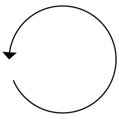 Circular, circle arrow left. Radial arrow icon, symbol. Counterclockwise rotate, twirl, twist concept element. Spin, vortex pointer. Whirlpool, loop cursor shape