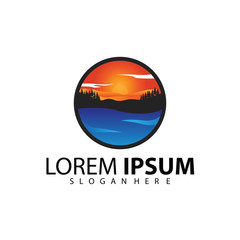 Sunset logo on the sea