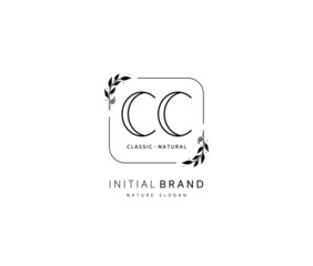 Obraz premium C CC Beauty vector initial logo, handwriting logo of initial signature, wedding, fashion, jewerly, boutique, floral and botanical with creative template for any company or business.