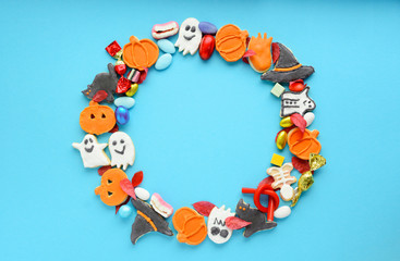 Happy Halloween frame from trick or treat sweets horizontal view