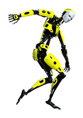 3D Rendering Male Robot on White