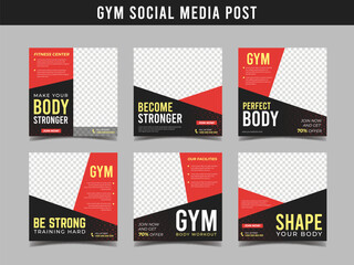 Gym square banner template. Promotional banner for social media post, web banner and flyer Vol.6