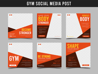 Gym square banner template. Promotional banner for social media post, web banner and flyer Vol.7