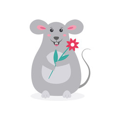 Fun mouse holding a flower in her hands
