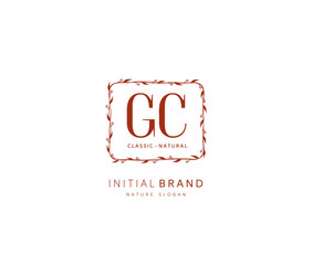 G C GC Beauty vector initial logo, handwriting logo of initial signature, wedding, fashion, jewerly, boutique, floral and botanical with creative template for any company or business.