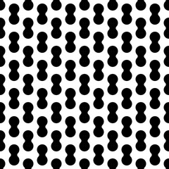Black and white metaball geometrical shape vector seamless pattern