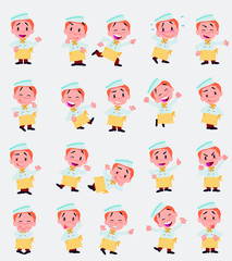 Cartoon character chef. Set with different postures, attitudes and poses, always in positive attitude, doing different activities in vector vector illustrations.