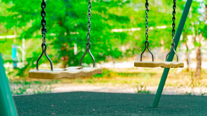  playground for children. wooden swing