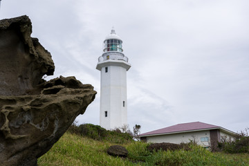 Shirahama, Minamiboso, Chiba, Japan, 09/21/2019 , The Nojimasaki lighthouse, located in the most southernmost part of Chiba prefecture. It is the second oldest lighthouse in Japan.