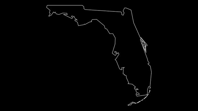 Florida USA federal state map outline animation