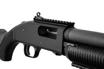 modern black shotgun isolated on white
