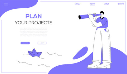 Plan your projects - flat design style web banner