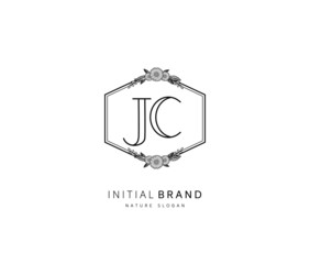 J C JC Beauty vector initial logo, handwriting logo of initial signature, wedding, fashion, jewerly, boutique, floral and botanical with creative template for any company or business.