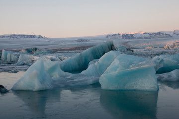 Fototapeta na wymiar Icebergs at the Glacier Lagoon Jökulsarlon, Iceland, Europe