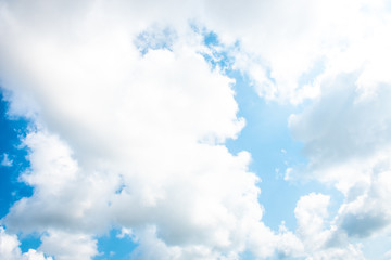 Nature Bright blue Sky with white clouds on blackground. Beautiful sky and clouds in the afternoon.