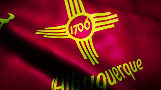 Flag of Albuquerque USA City Seamless Looping Waving Animation