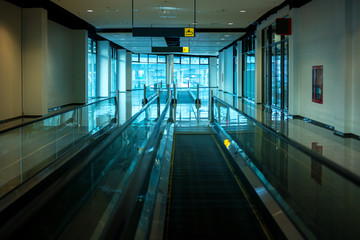 Modern escalator in buildings shopping center