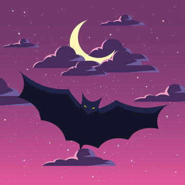 bats flying in scene of halloween