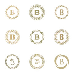 Set of Initial B with Circle Logo Template. Elegant Logo Letter B With Circle Concept Design Vector. Icon Symbol.