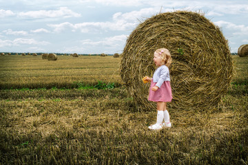 Naklejka na ściany i meble little girl in the field
