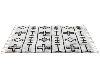 Scandinavian rug with ethnic pattern. 3d render