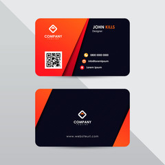 Modern business card design template. Red and orange color element clean composition.