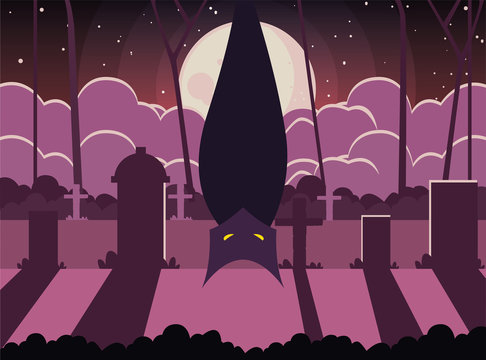 bat in scene of halloween
