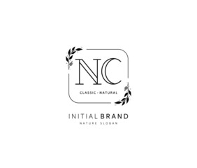 N C NC Beauty vector initial logo, handwriting logo of initial signature, wedding, fashion, jewerly, boutique, floral and botanical with creative template for any company or business.