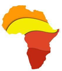 map of africa with warm vivid colors and white background