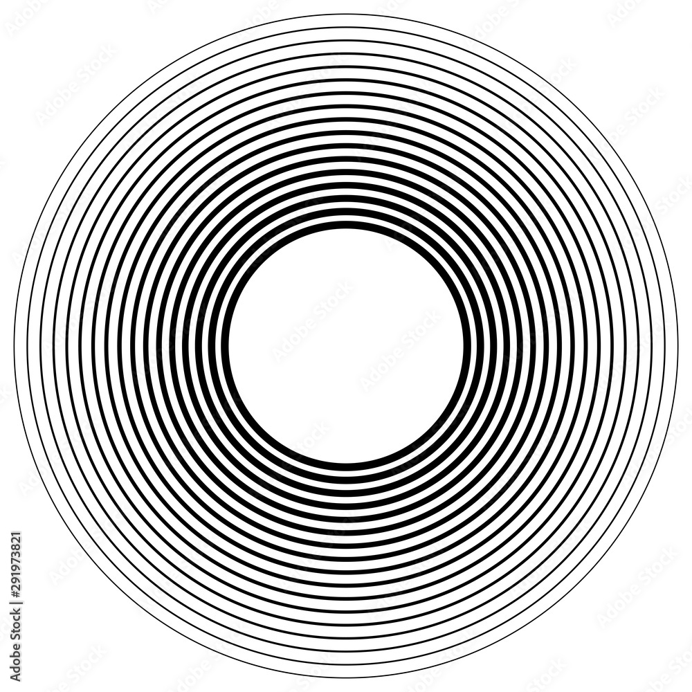 Fototapete concentric, radial circle pattern. radiating spiral. vortex lines. rays, beams burst design element.