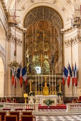 Great close view of the Veteran&rsquo;s Chapel altar with the glass wall between the two chapels inside the Cathedral Saint-Louis. The chapel fell under the administrative control of the Army Museum.