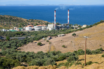 Fototapeta na wymiar Elektrizitätswerk bei Mytilini, Insel Lesbos, Griechenland