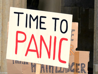 Placard "Time to panic" on a global climate strike in Berlin © tilialucida