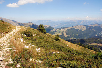 Naklejka premium Berg Monte Baldo am Gardasee in Norditalien