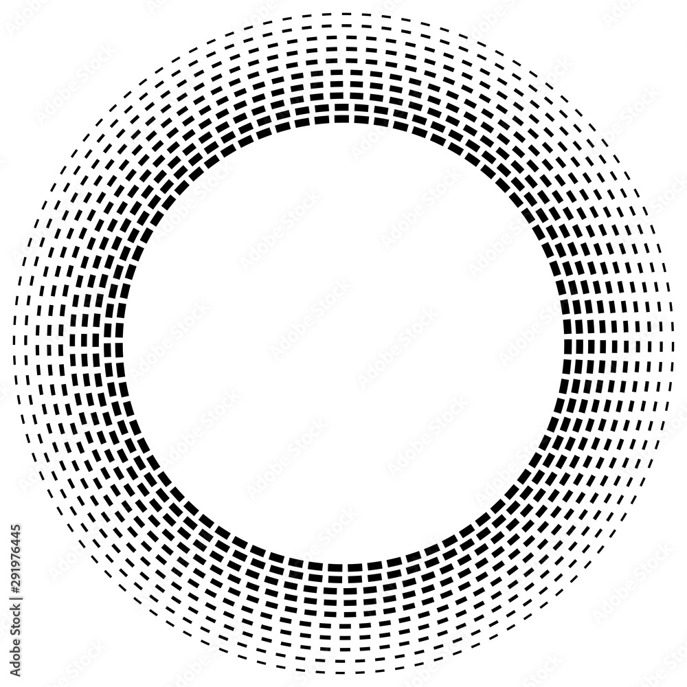 Poster radial dashed line circles. gap lines circular, concentric element. periodic, infrequent lined circl