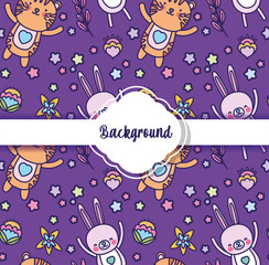 background cute animals decoration flat layout