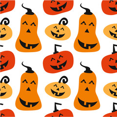 Set of halloween pumpkins, funny faces. Autumn holidays. Vector illustration EPS10.
