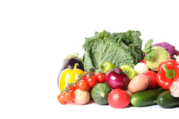 Composition with ripe organic vegetables isolated. Good harvest