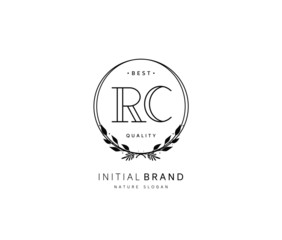 R C RC Beauty vector initial logo, handwriting logo of initial signature, wedding, fashion, jewerly, boutique, floral and botanical with creative template for any company or business.