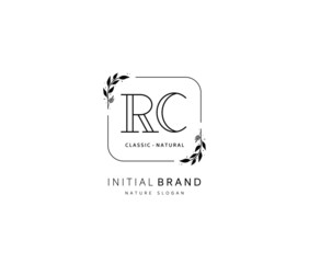 R C RC Beauty vector initial logo, handwriting logo of initial signature, wedding, fashion, jewerly, boutique, floral and botanical with creative template for any company or business.