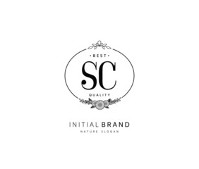 S C SC Beauty vector initial logo, handwriting logo of initial signature, wedding, fashion, jewerly, boutique, floral and botanical with creative template for any company or business.