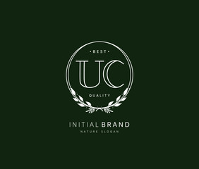  U C UC Beauty vector initial logo, handwriting logo of initial signature, wedding, fashion, jewerly, boutique, floral and botanical with creative template for any company or business.